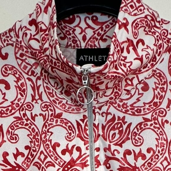 Women's Athleta 1/4 Zip Red and White Collared Pull Over Size - Picture 3 of 5